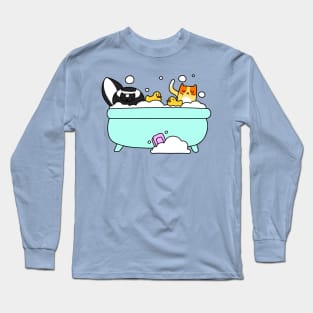 Skunk and Cat Bath Time Long Sleeve T-Shirt